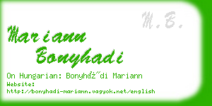 mariann bonyhadi business card